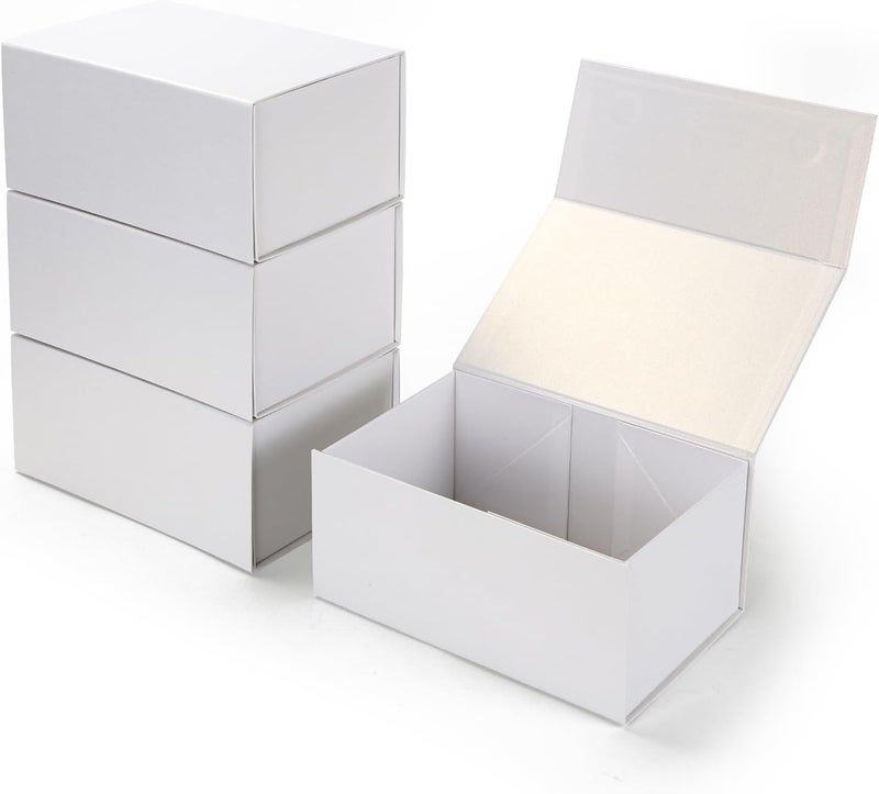 Ditwis 4 Pack 9x6x4 Inches Gift Boxes with Magnetic Closure Lids, White Magnetic Box for Wedding, Groomsmen Bridesmaid Proposal, Birthdays, Mother's Day - Image 1